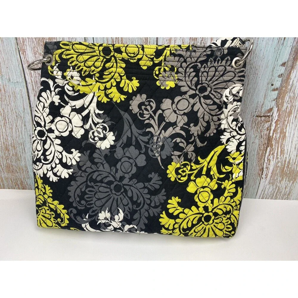 Vera Bradley Baroque Black Yellow White Shoulder Handbag Tote Purse
